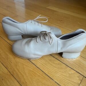 Bloch Tan Leather Tap Shoes Kids Shockwave Taps Lace Up Dance Shoes